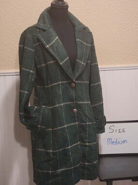 Green Plaid Long Coat